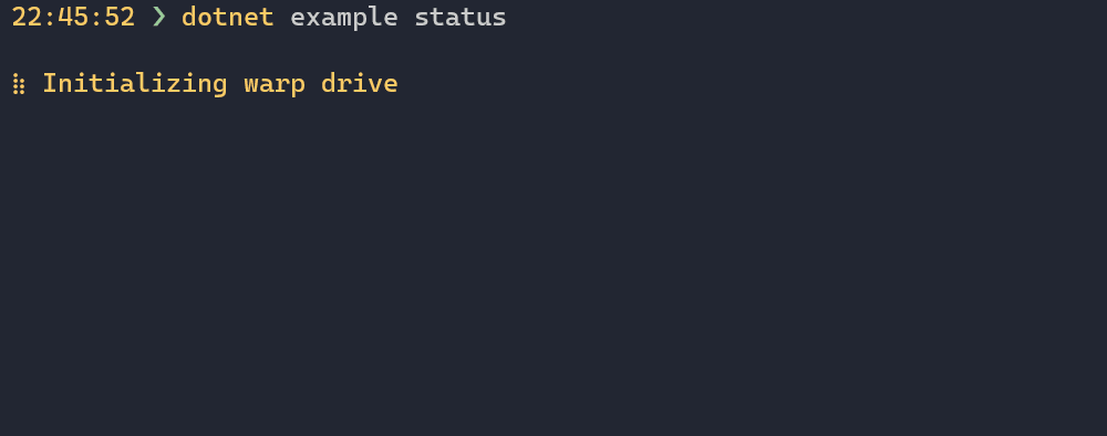 Example of status output
