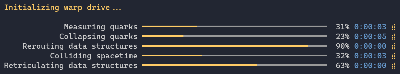 Example of progress output